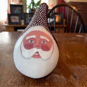 Hand Painted Santa Claus Gourd Chris Kringle Christmas Holiday 8.5” Tall Signed